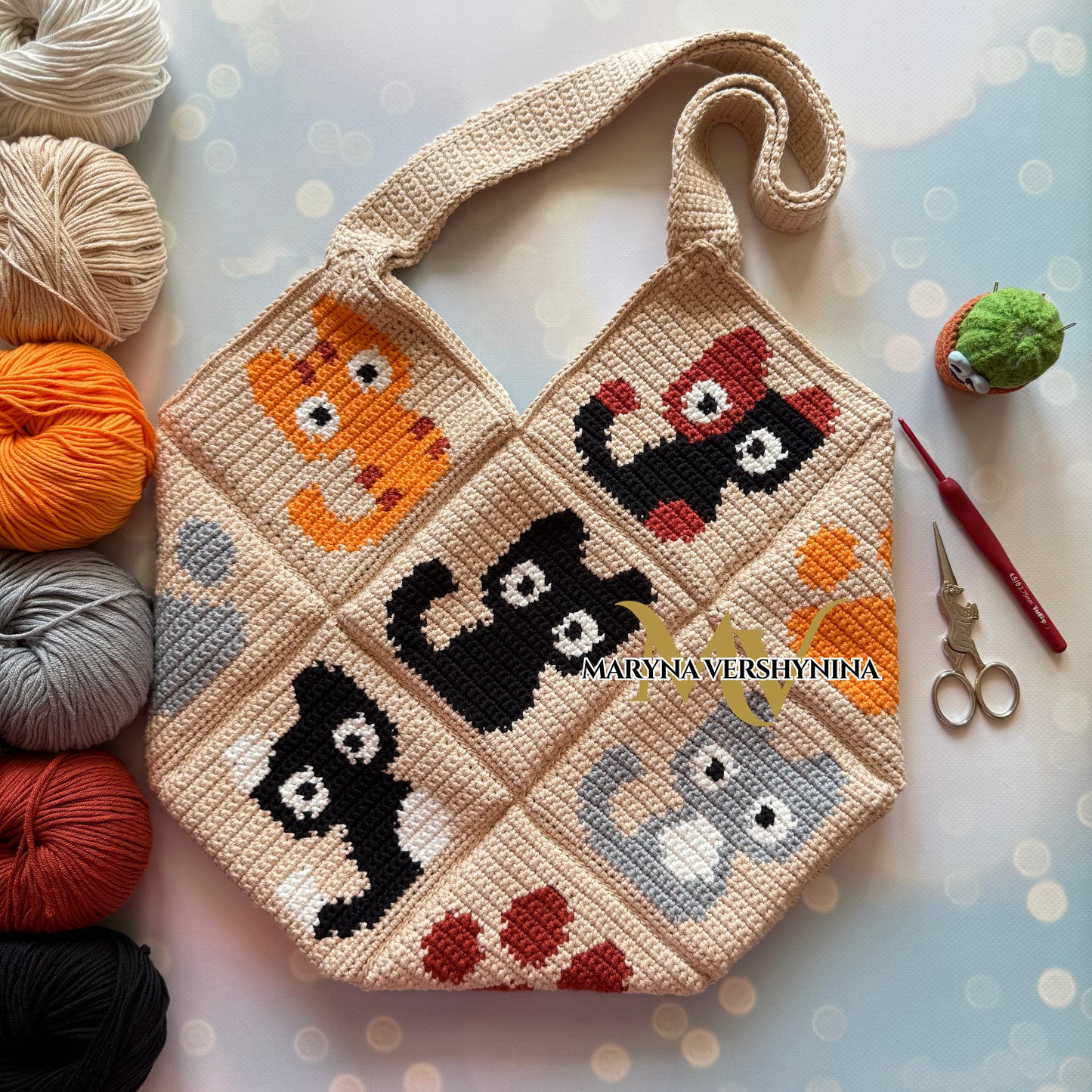 Cute cats bag crochet pattern
