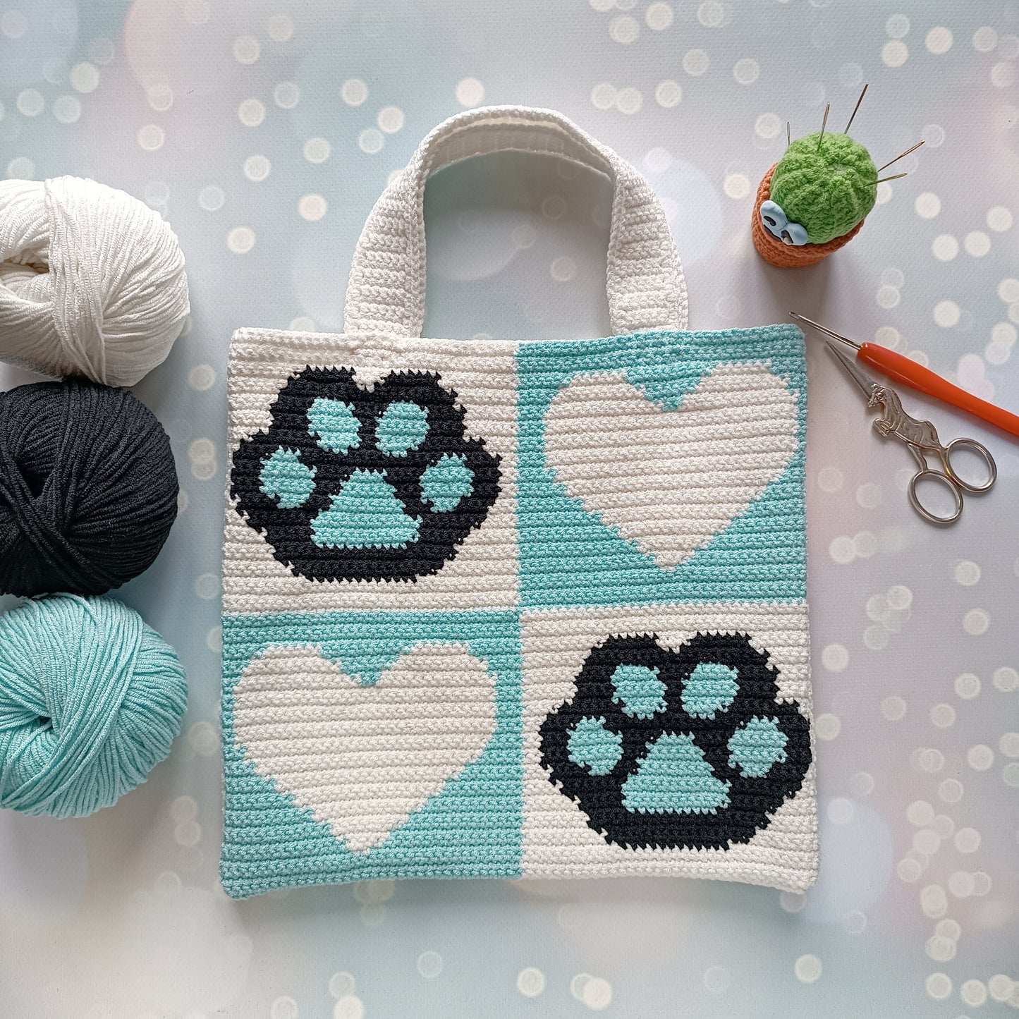 Paw and Heart Mini Bag Crochet Pattern