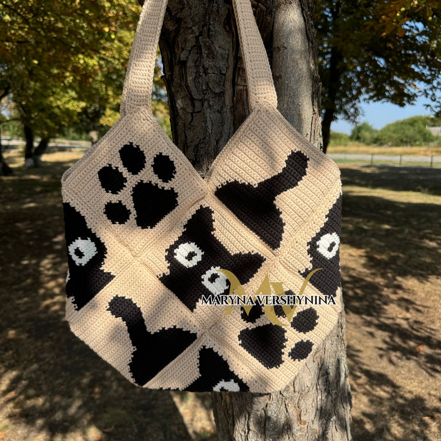 Cat, paw, tail bag Crochet Pattern