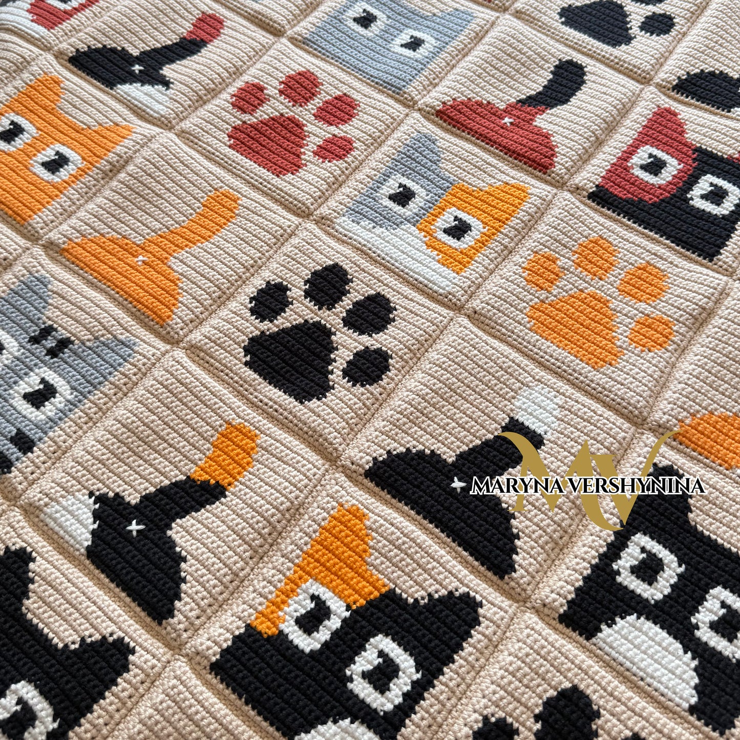 Cute cat blanket crochet pattern