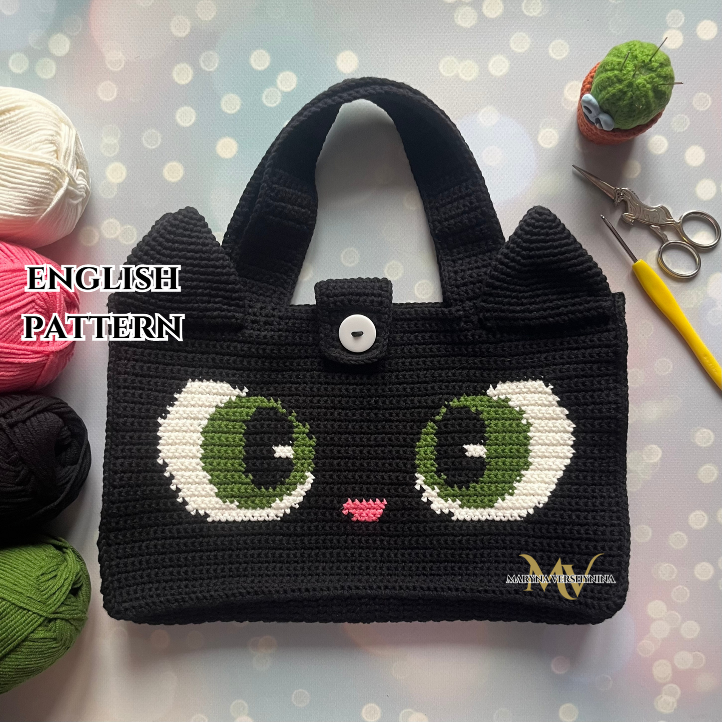 Cat eyes bag Crochet Pattern