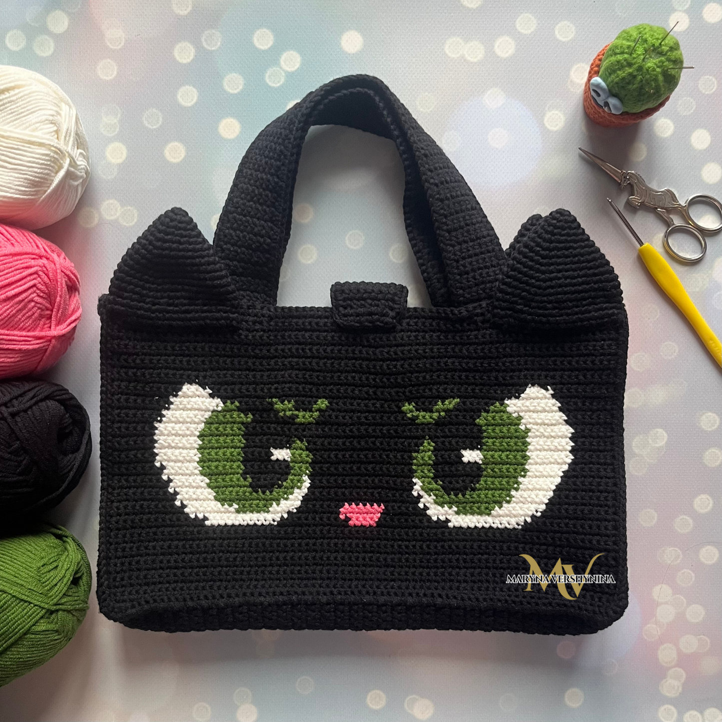 Cat eyes bag Crochet Pattern