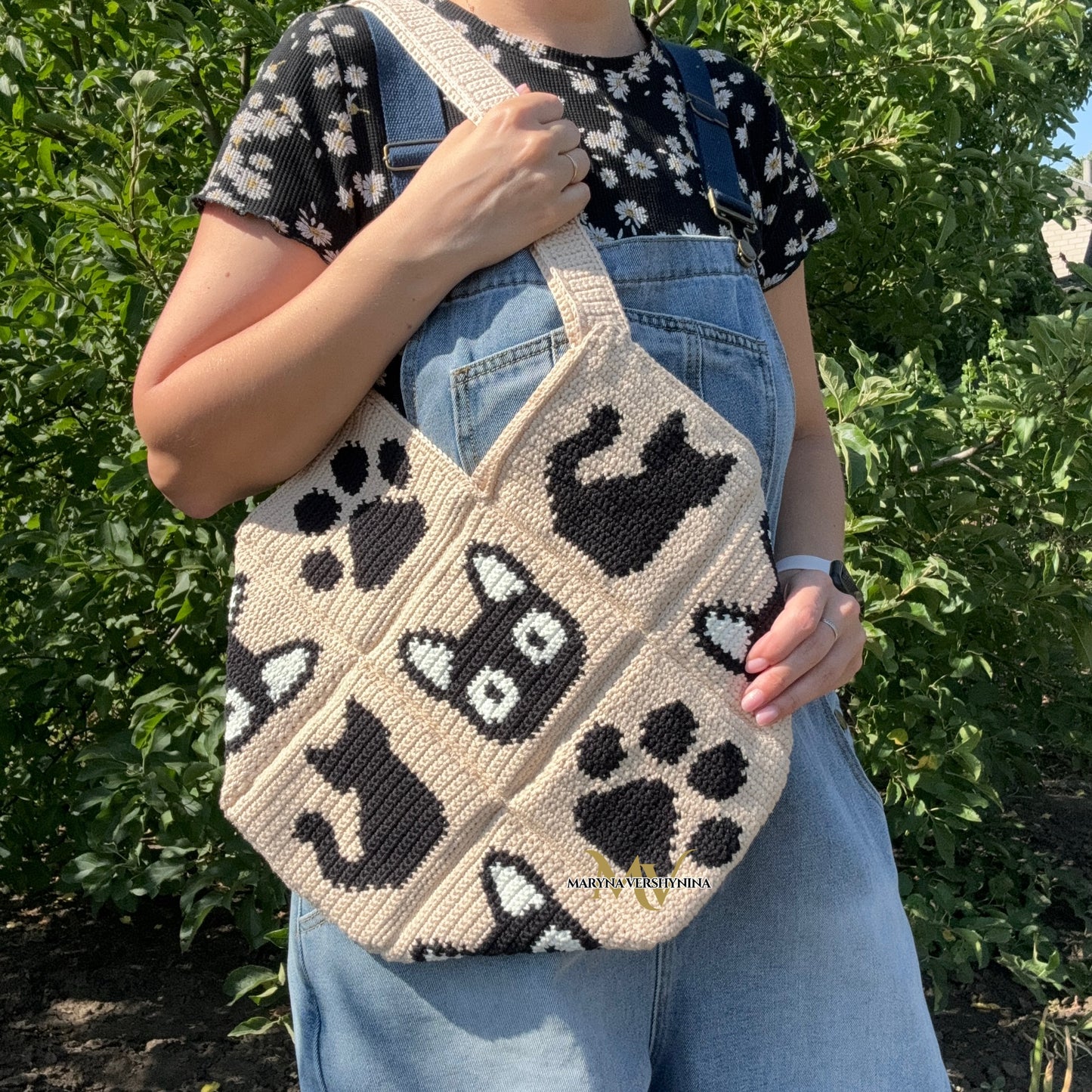 Cute black cats bag Crochet Pattern