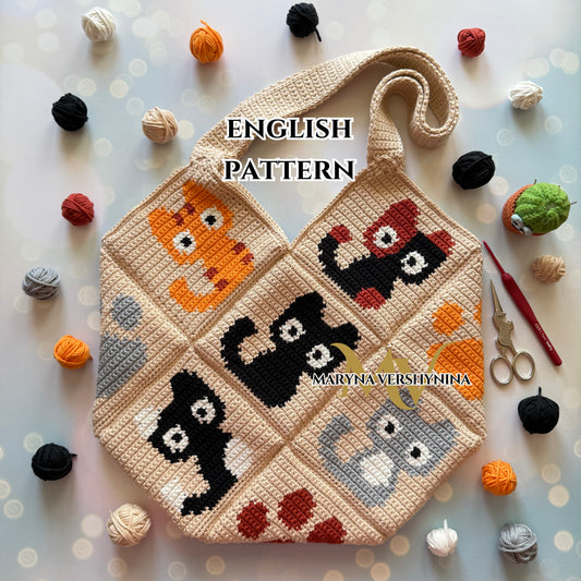Cute cats bag crochet pattern