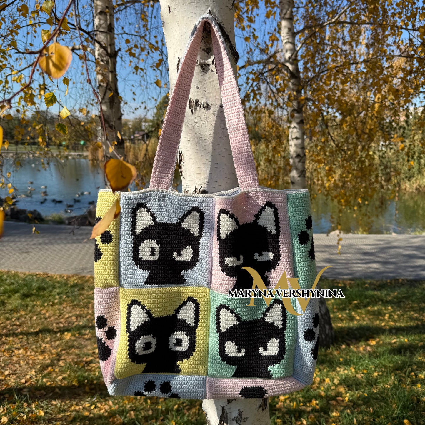 Cat emotions tote bag crochet pattern