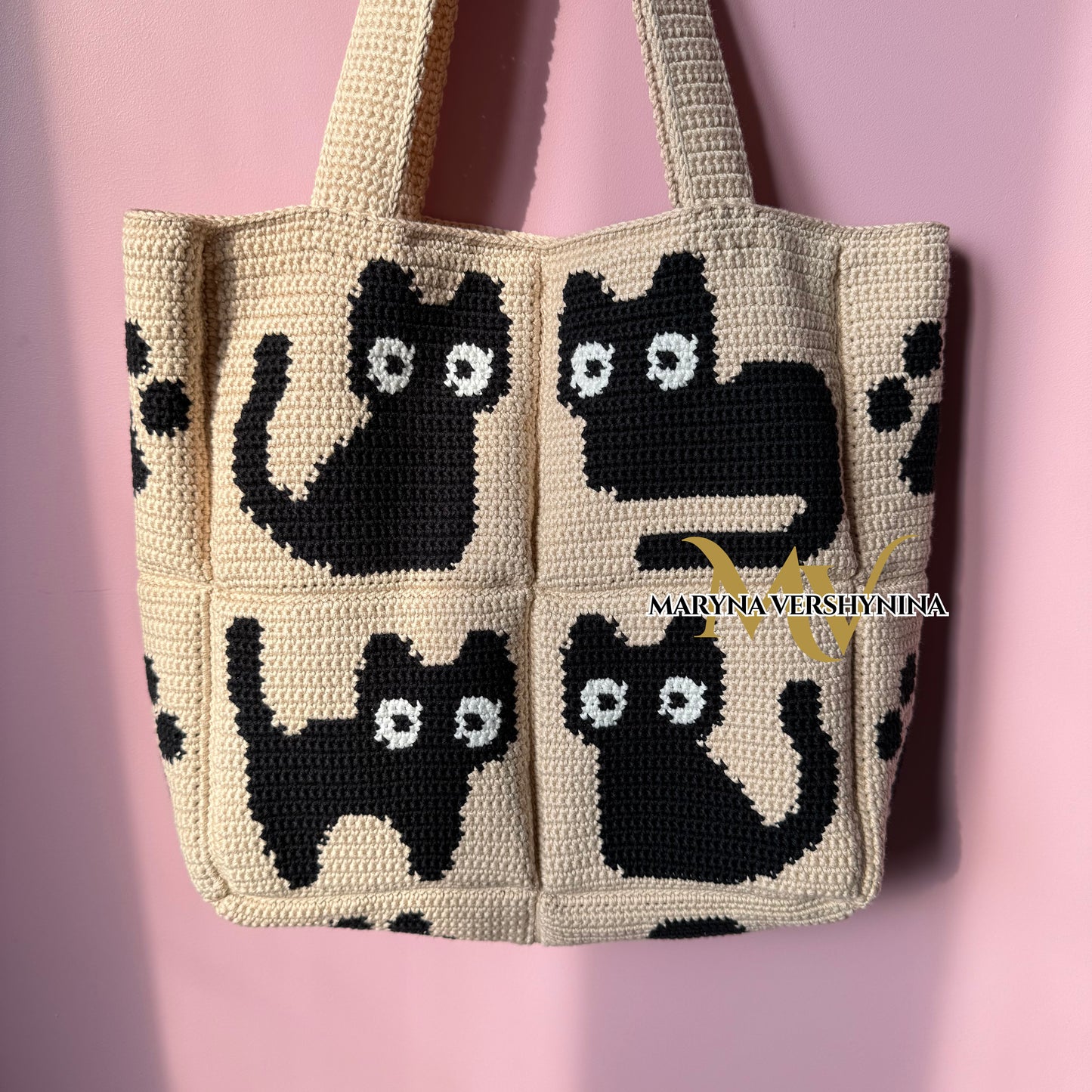 Cute black cats bag crochet pattern