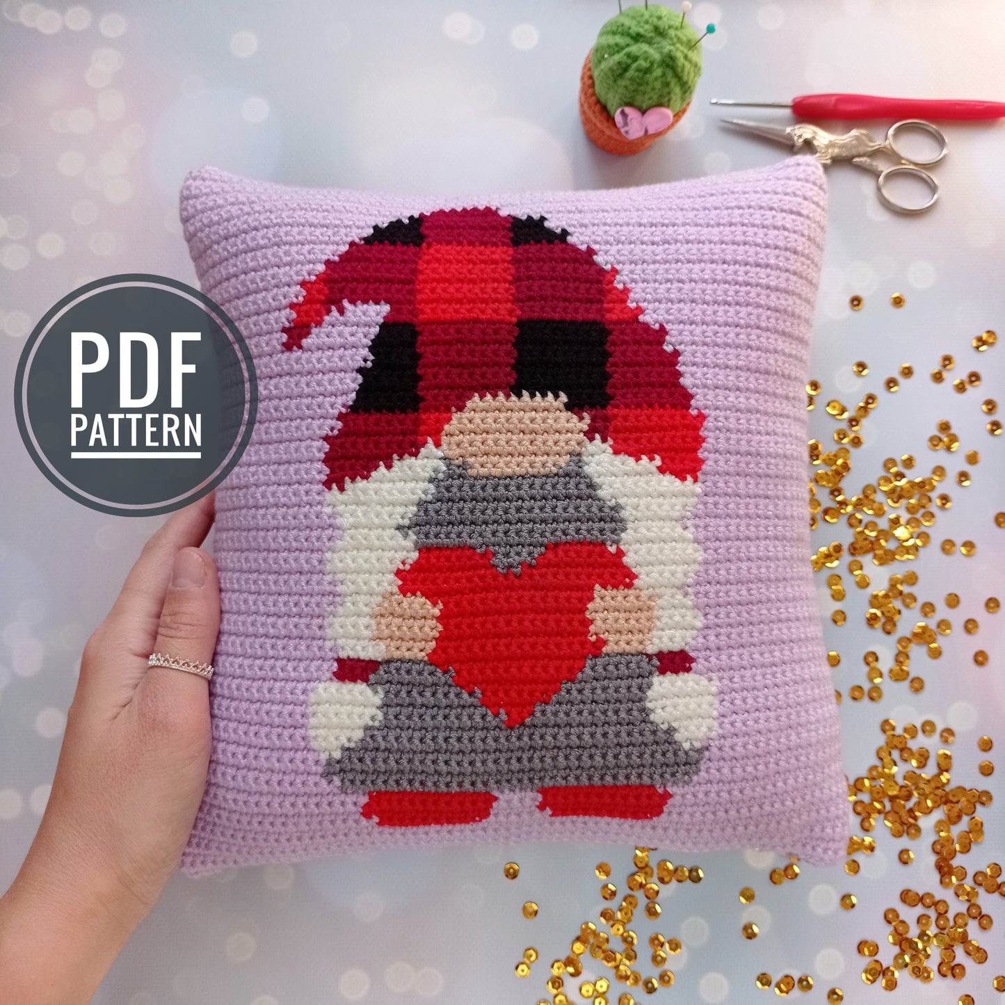 Gnome Girl pillow Crochet Pattern