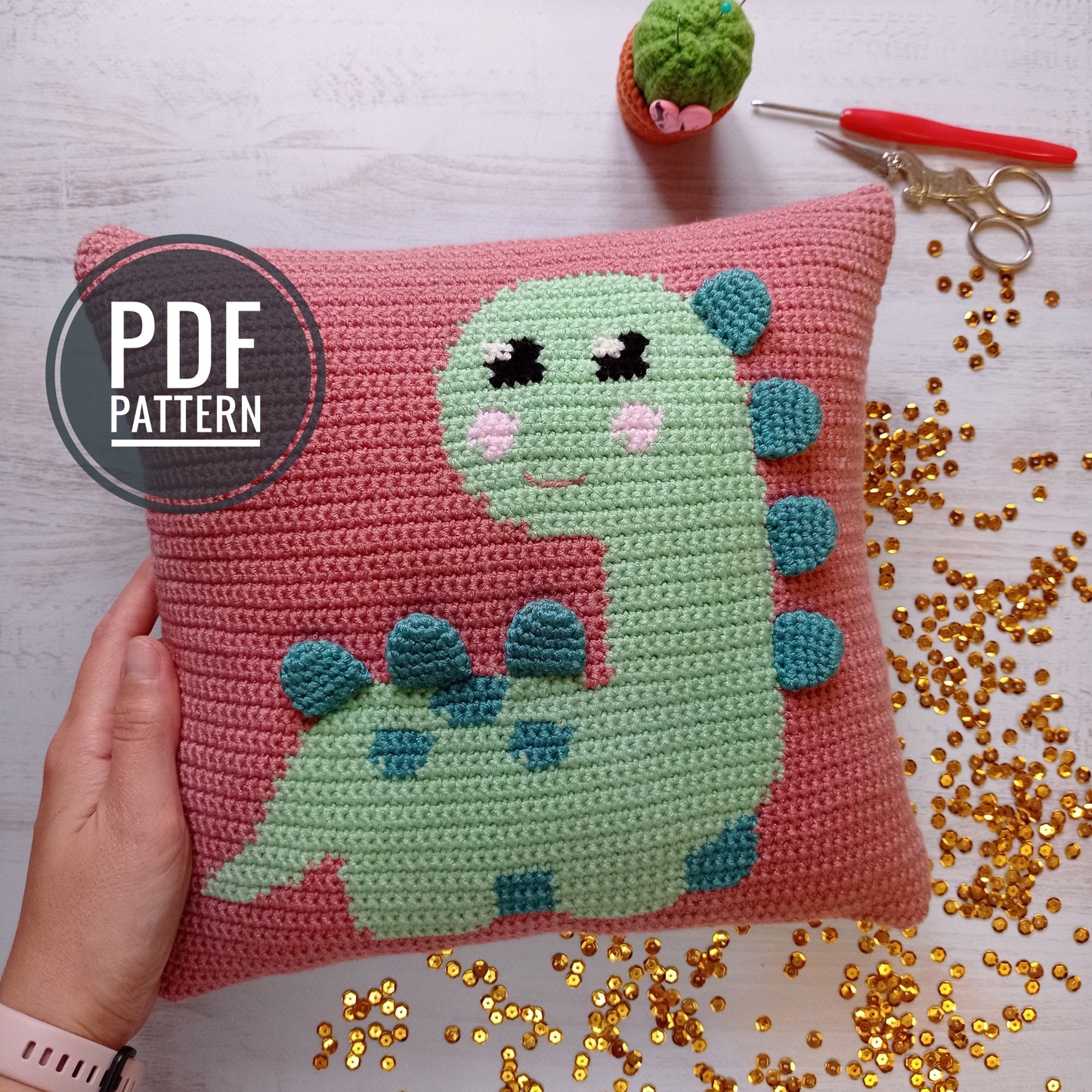 Dinosaur pillow Crochet pattern