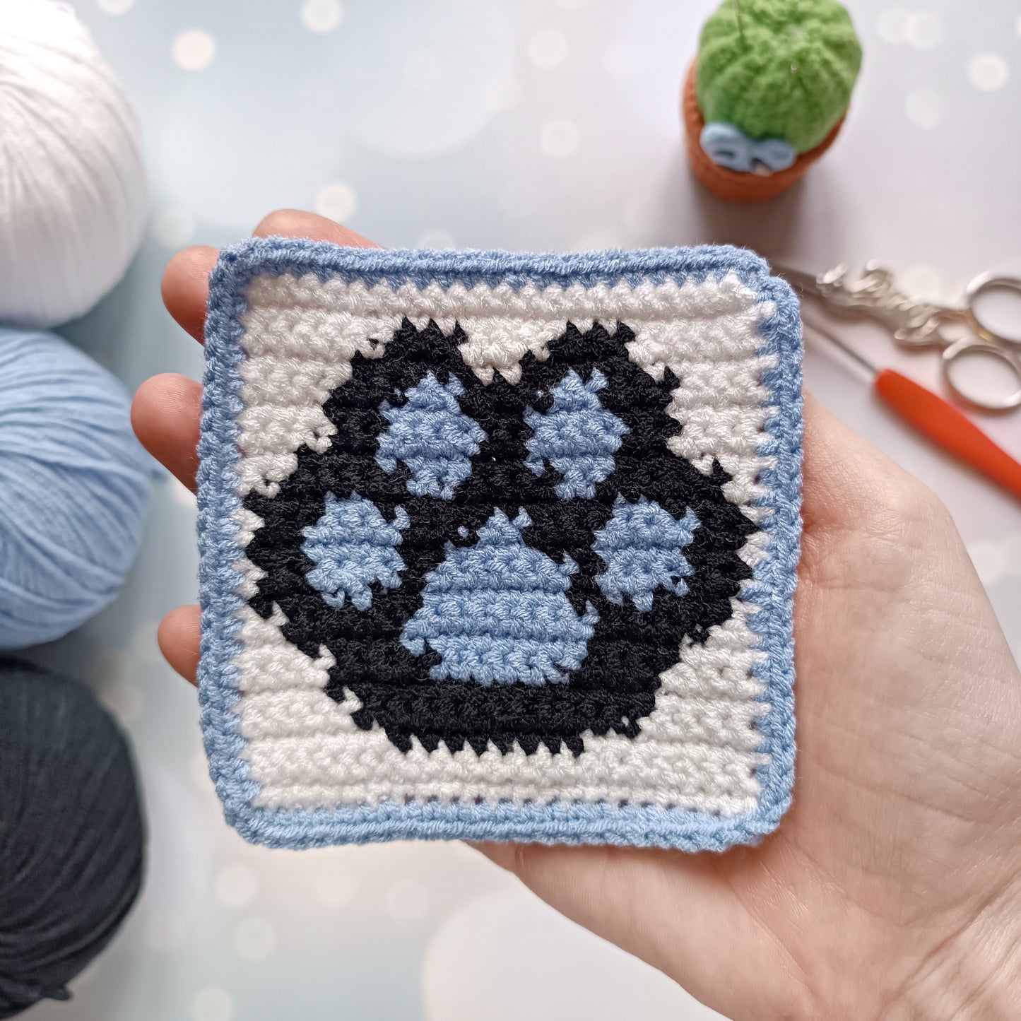 Paw and Heart Coaster Crochet Pattern