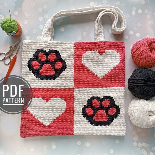 Paw and Heart Bag Crochet Pattern