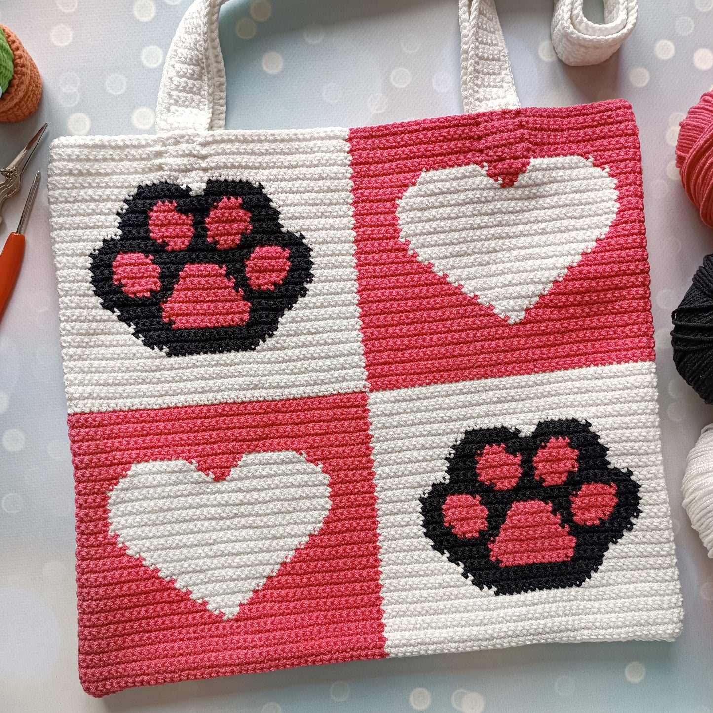 Paw and Heart Bag Crochet Pattern