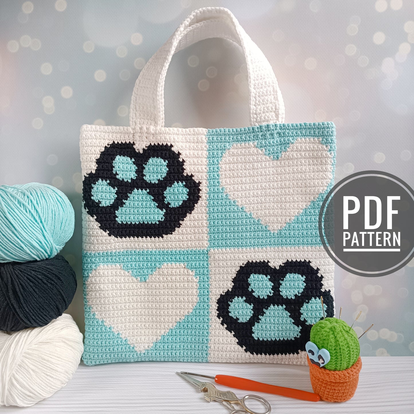 Paw and Heart Mini Bag Crochet Pattern