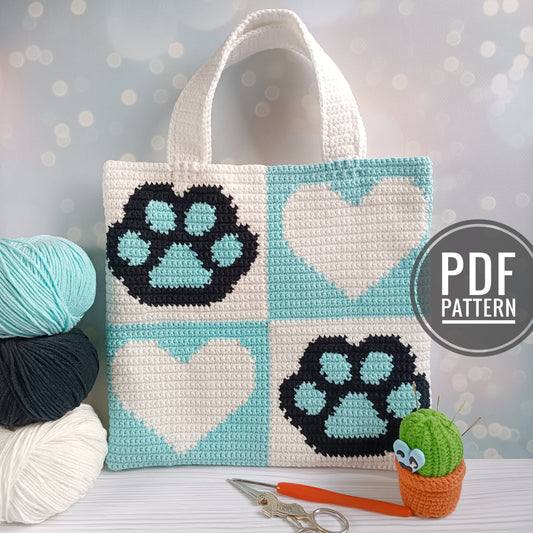 Paw and Heart Mini Bag Crochet Pattern