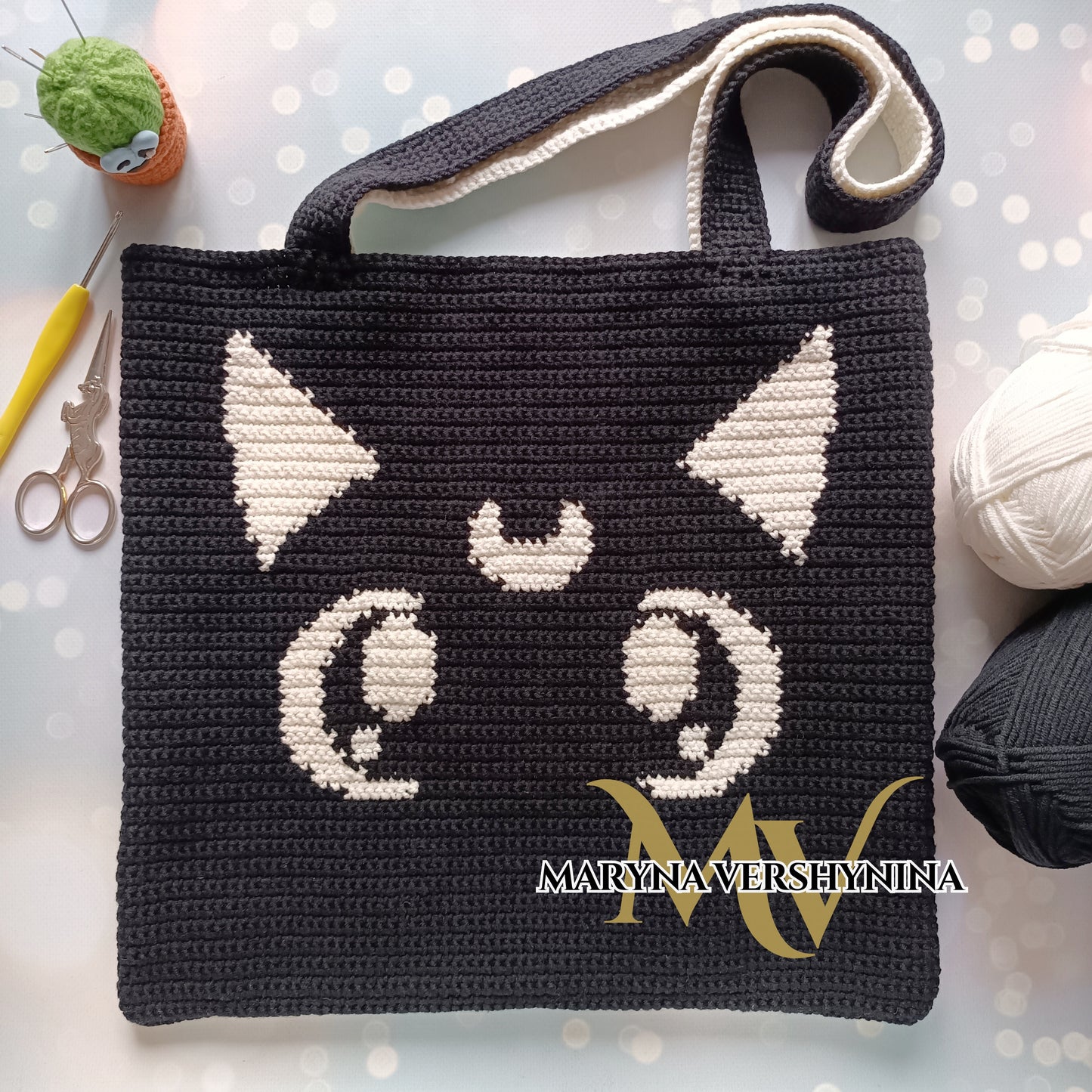 Cat with the moon bag Crochet Pattern
