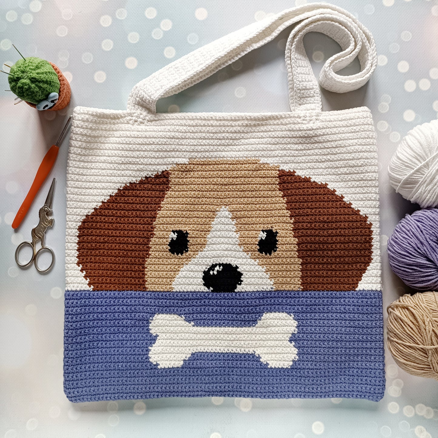 Dog with bone bag Crochet Pattern