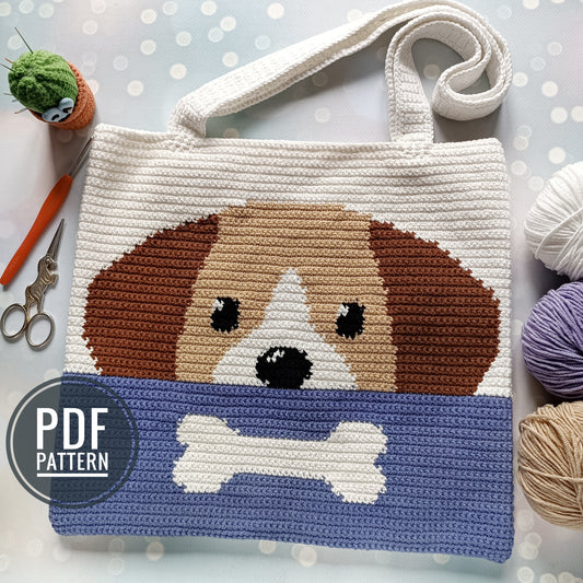 Dog with bone bag Crochet Pattern