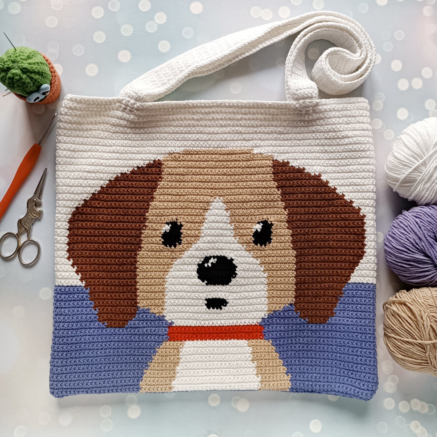 Dog with bone bag Crochet Pattern