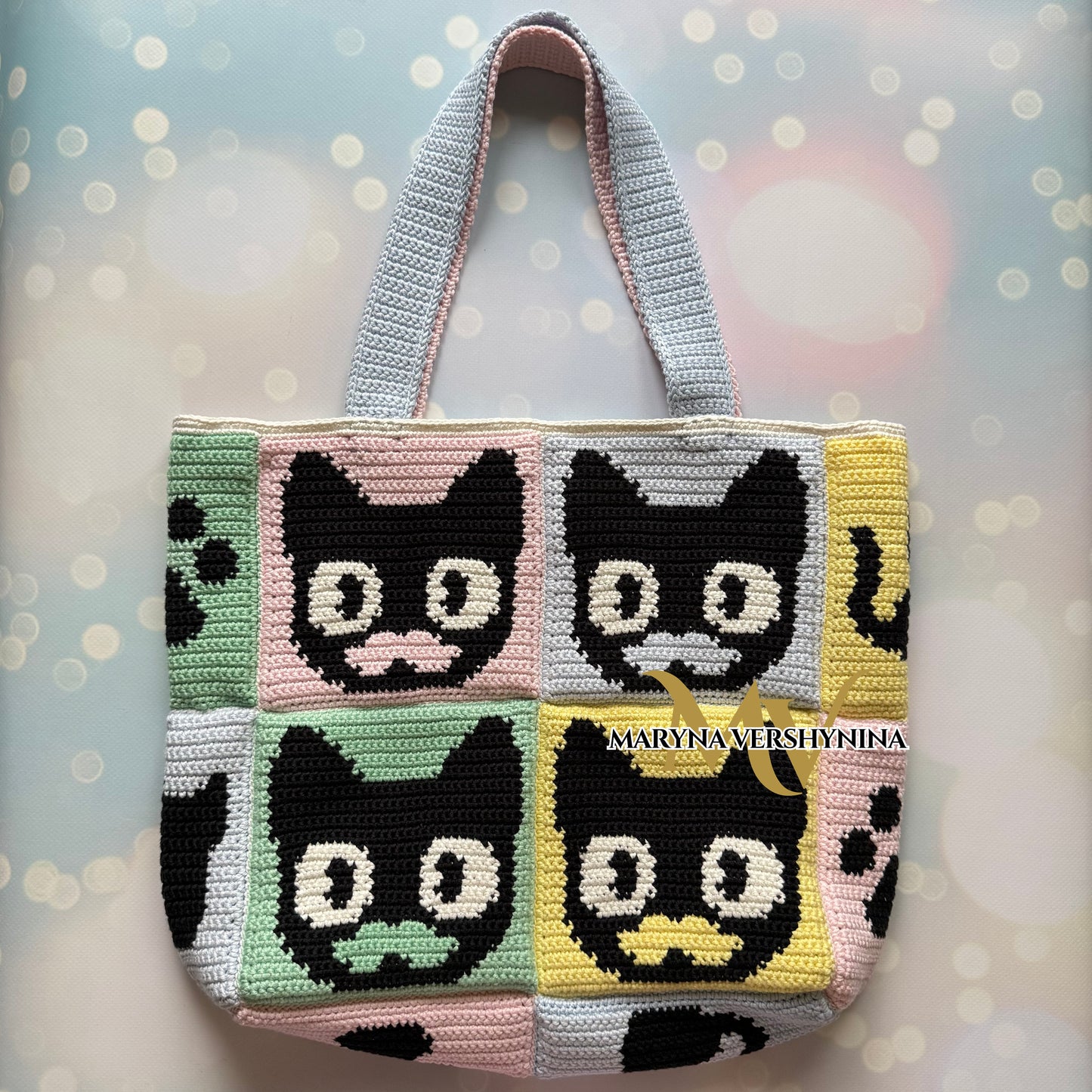 Mustache cat bag crochet pattern