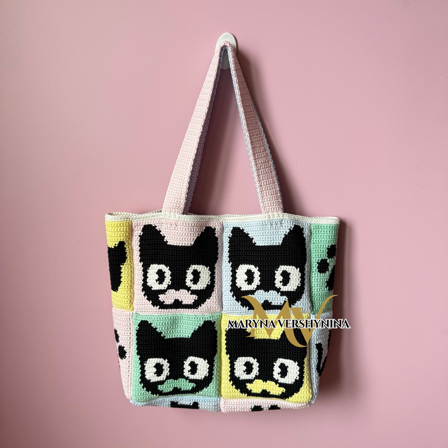 Mustache cat bag crochet pattern