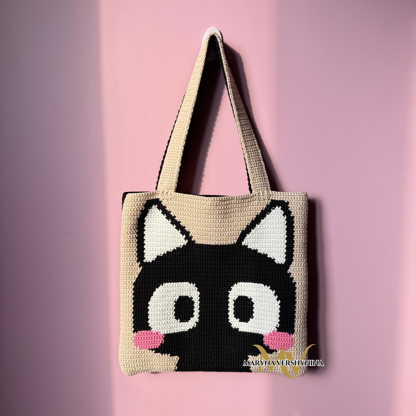 Cute black cat bag crochet pattern