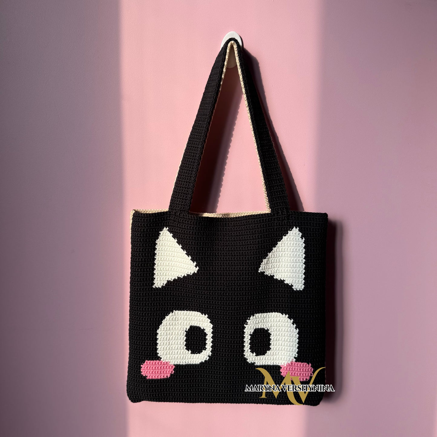 Cute black cat bag crochet pattern
