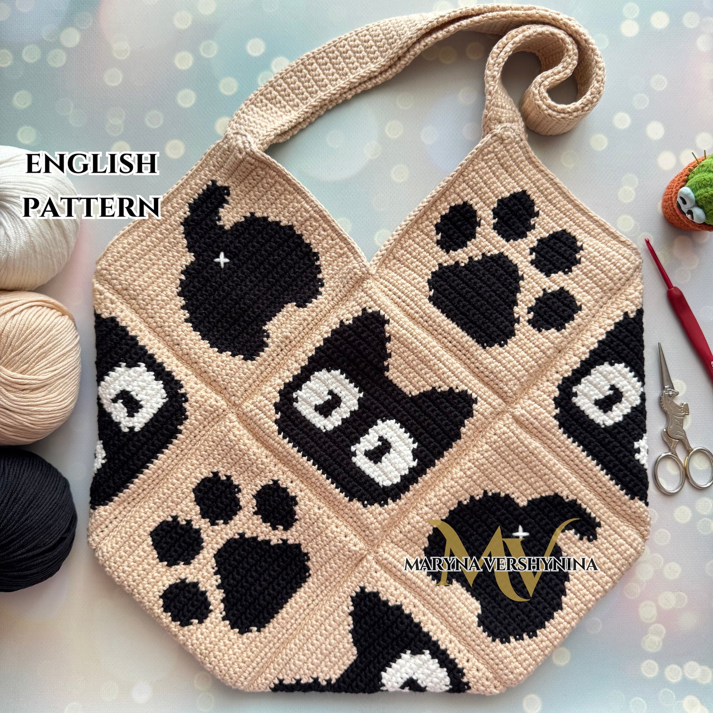Cat, butt, paw Bag Crochet Pattern