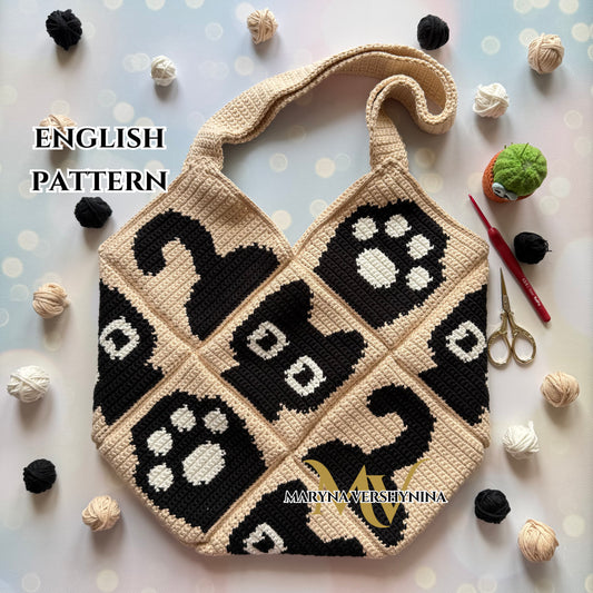 Cute cat, butt and paw bag crochet pattern