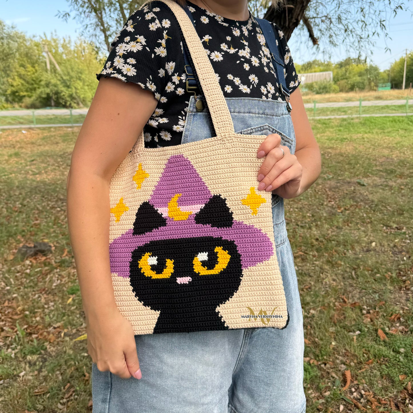Halloween black cat bag Crochet Pattern