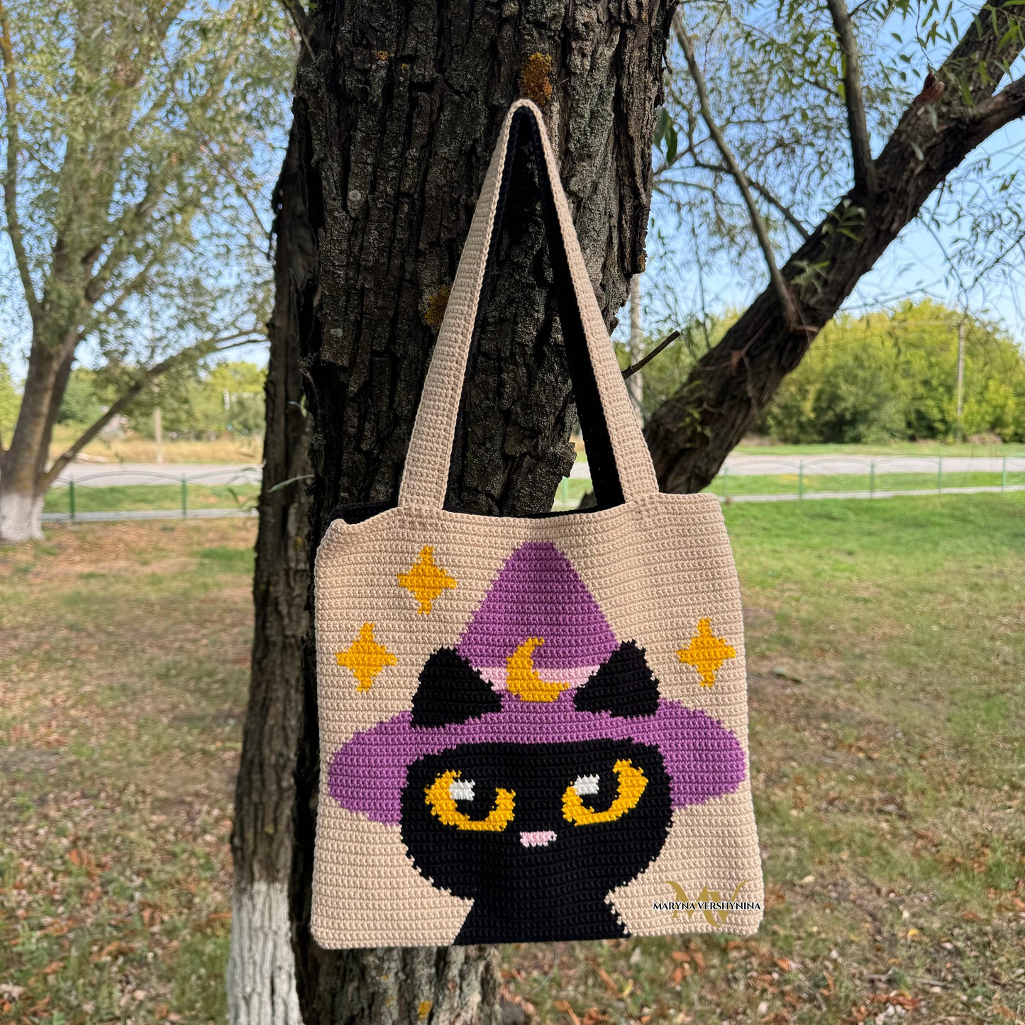 Halloween black cat bag Crochet Pattern