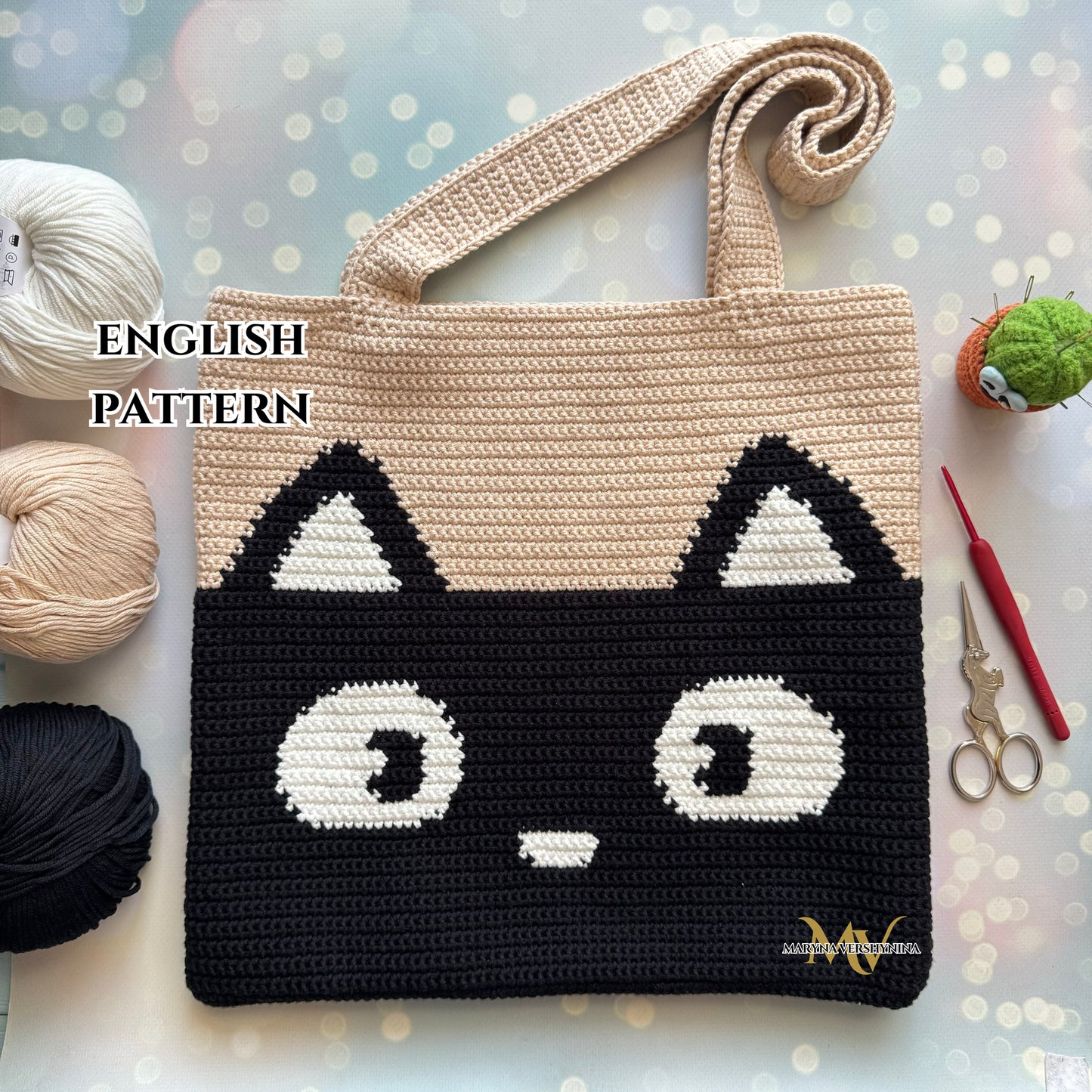 Black cat bag Crochet Pattern