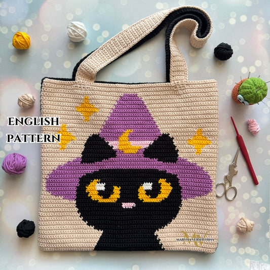 Halloween black cat bag Crochet Pattern