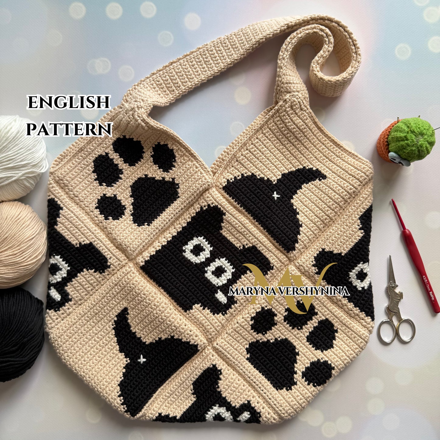Cute dog, butt, paw bag crochet pattern