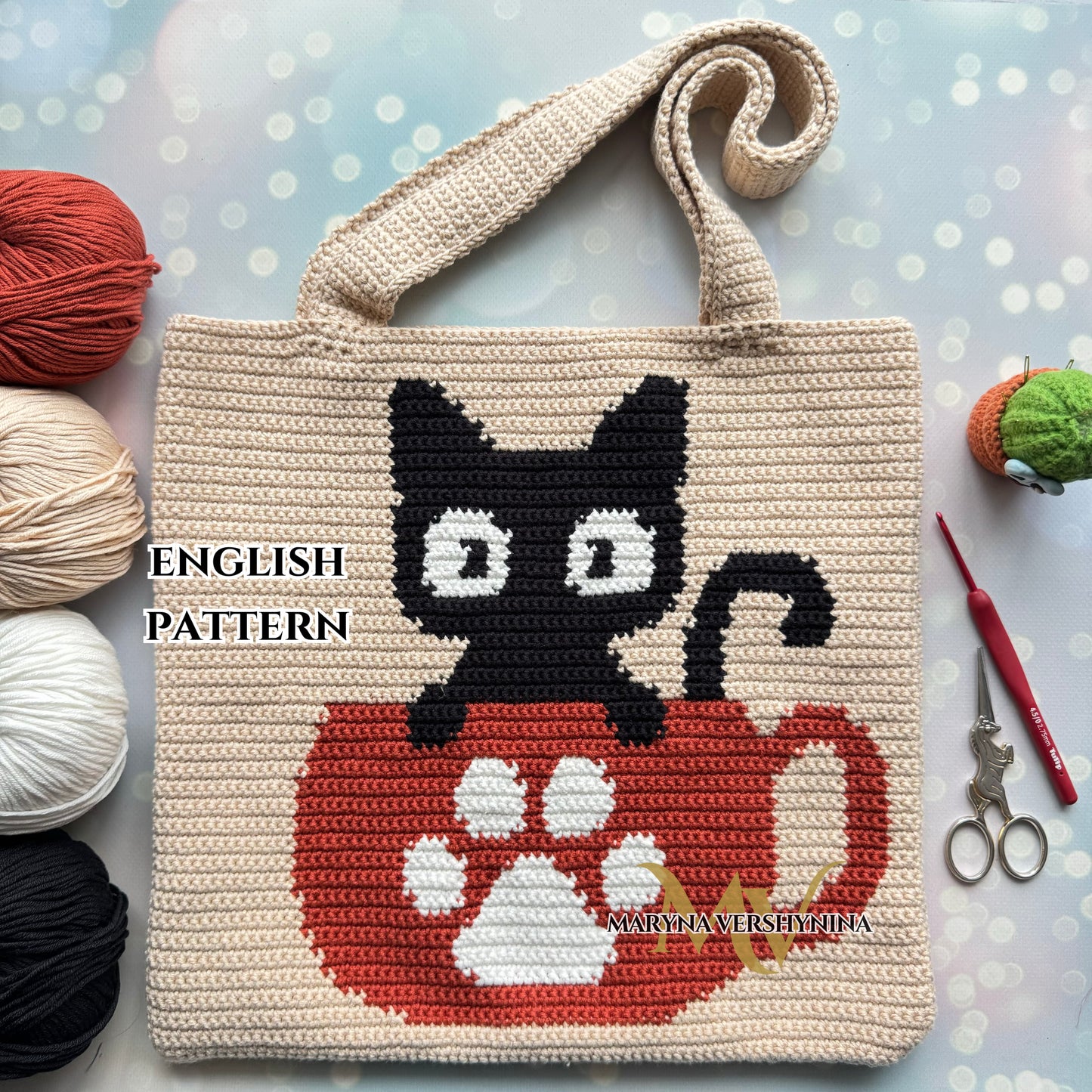 Cat in a cup bag crochet pattern