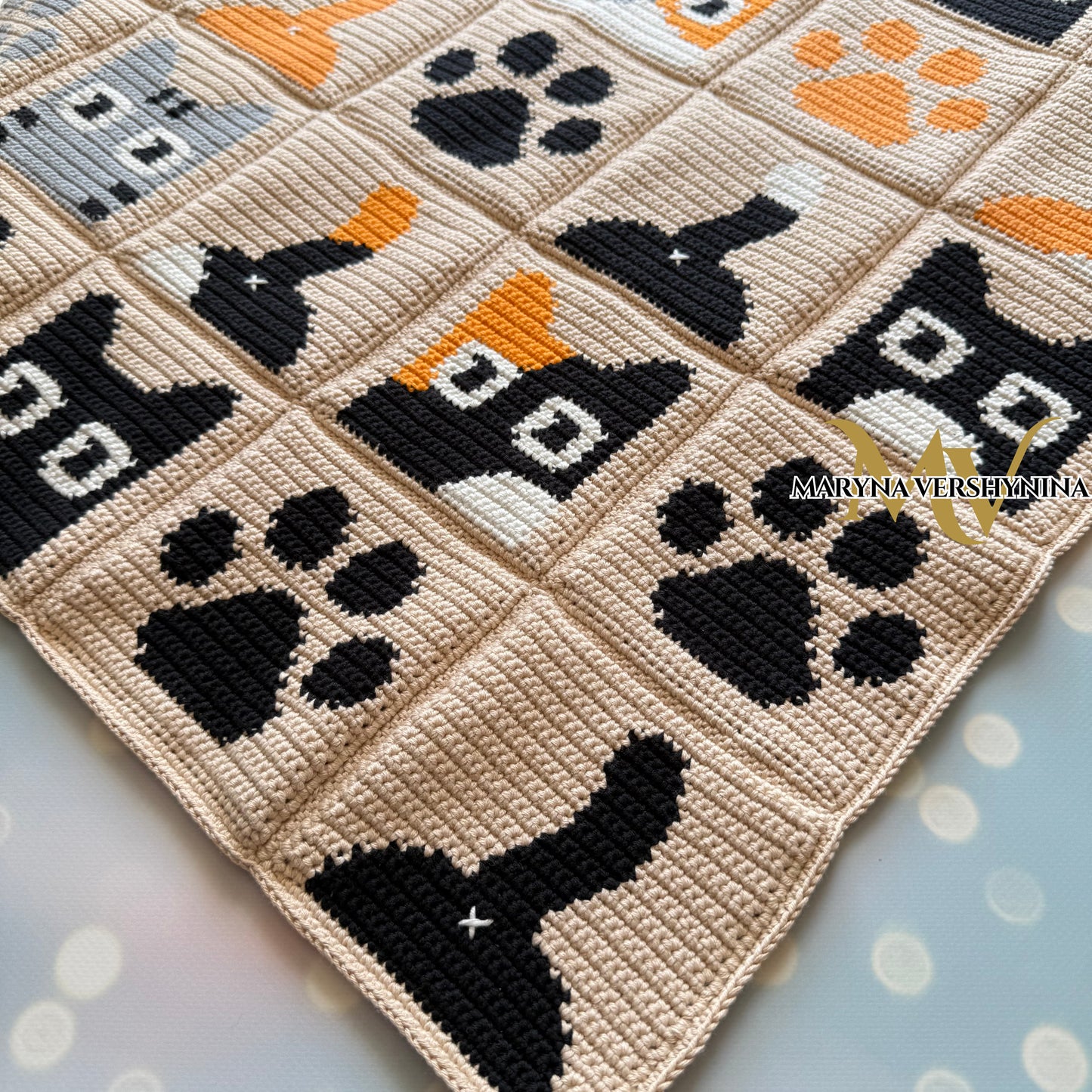 Cute cat blanket crochet pattern