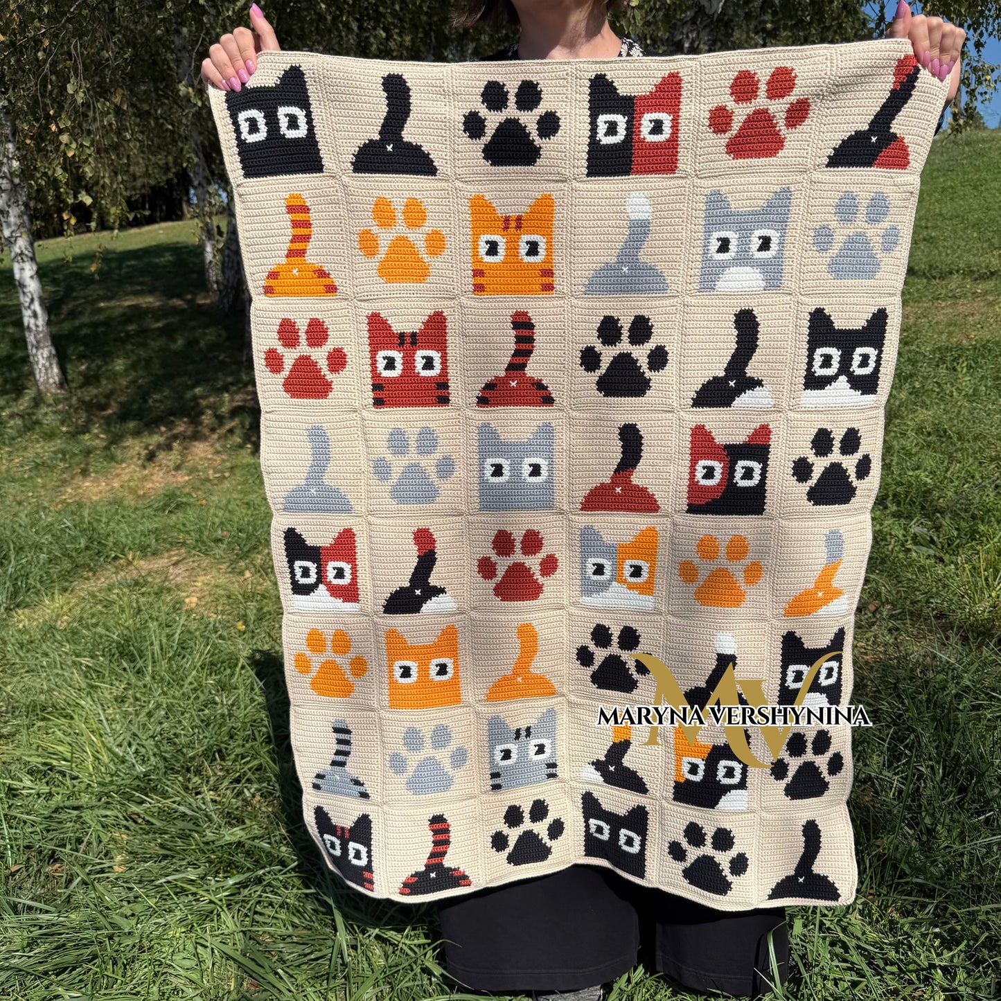 Cute cat blanket crochet pattern