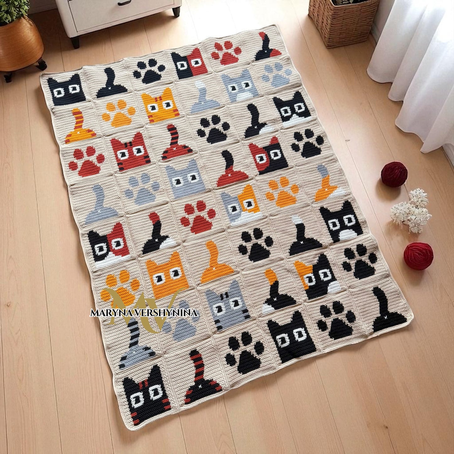 Cute cat blanket crochet pattern