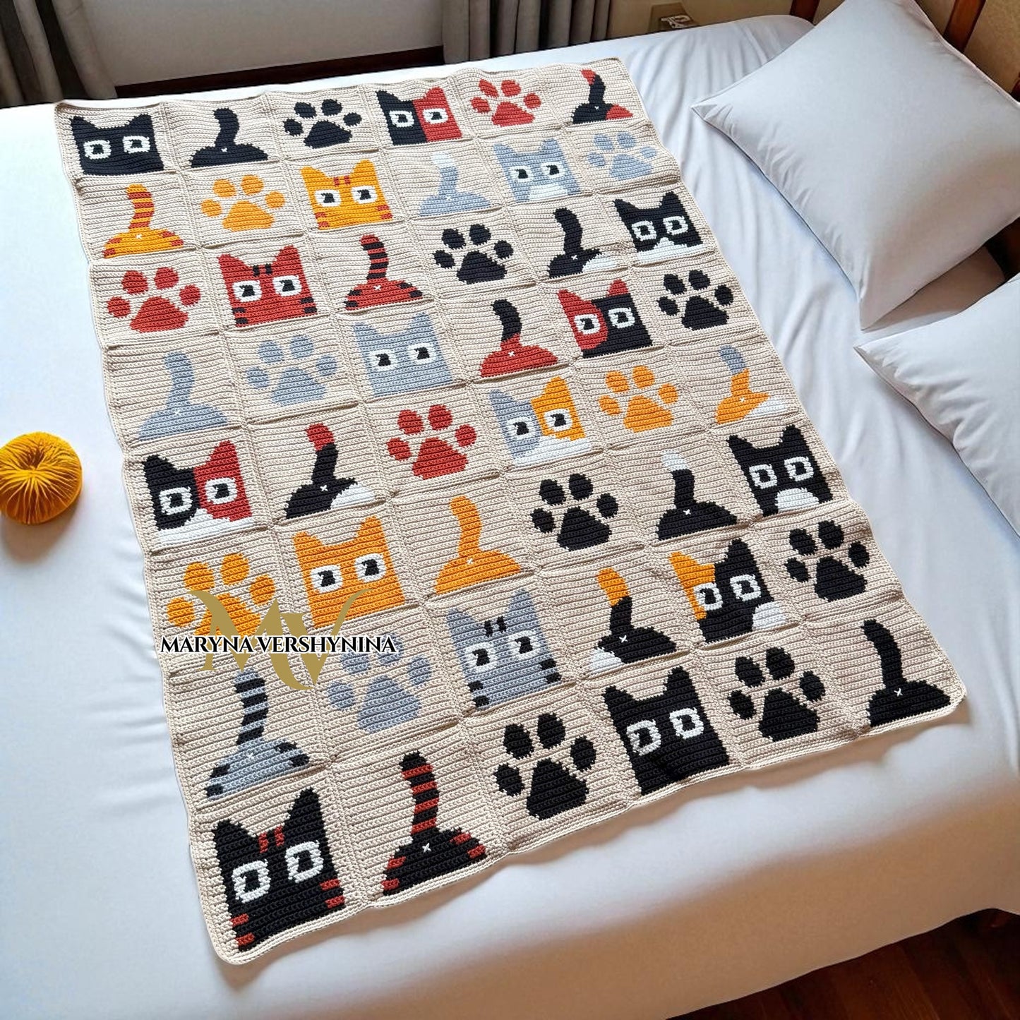 Cute cat blanket crochet pattern
