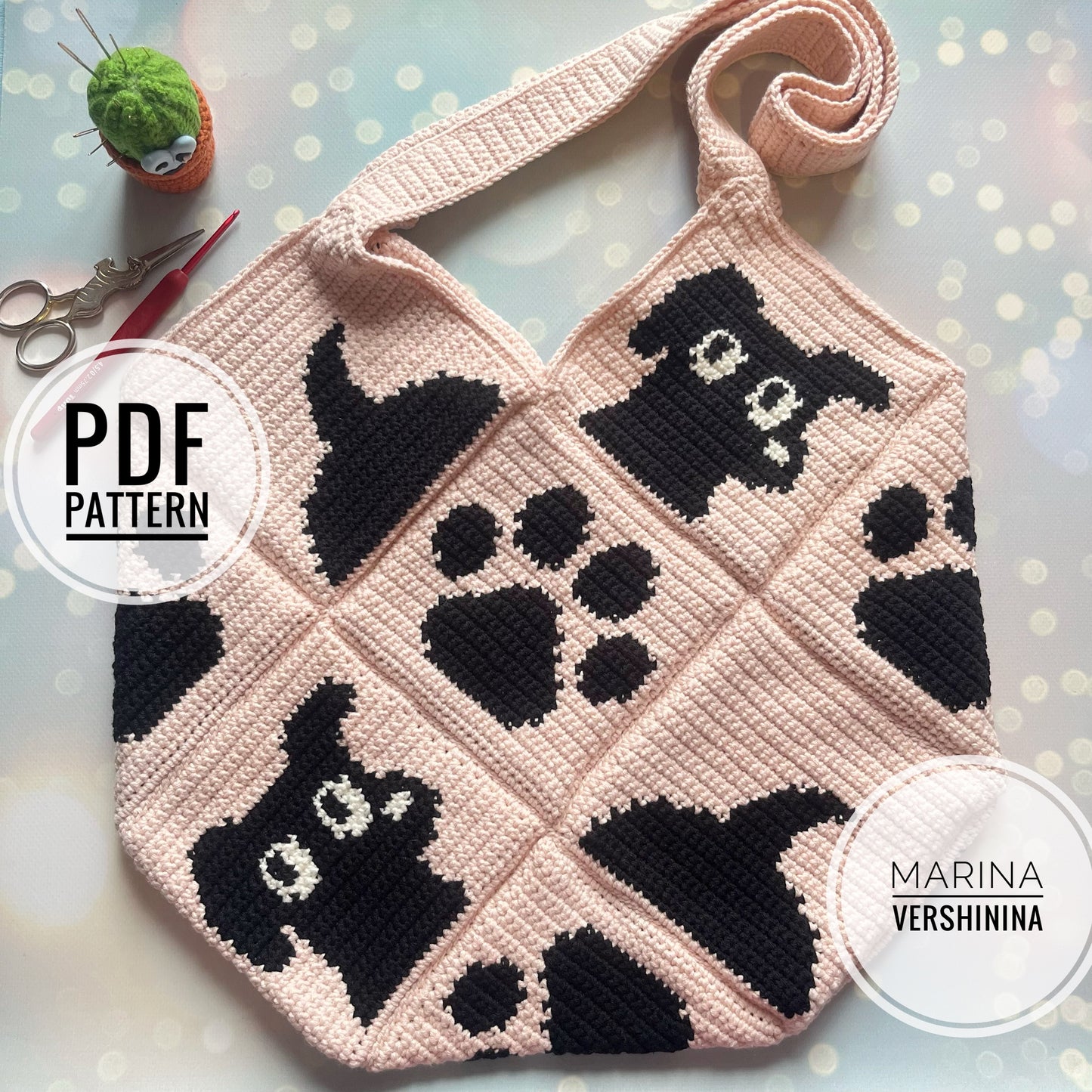 Dog, paw, tail bag Crochet Pattern