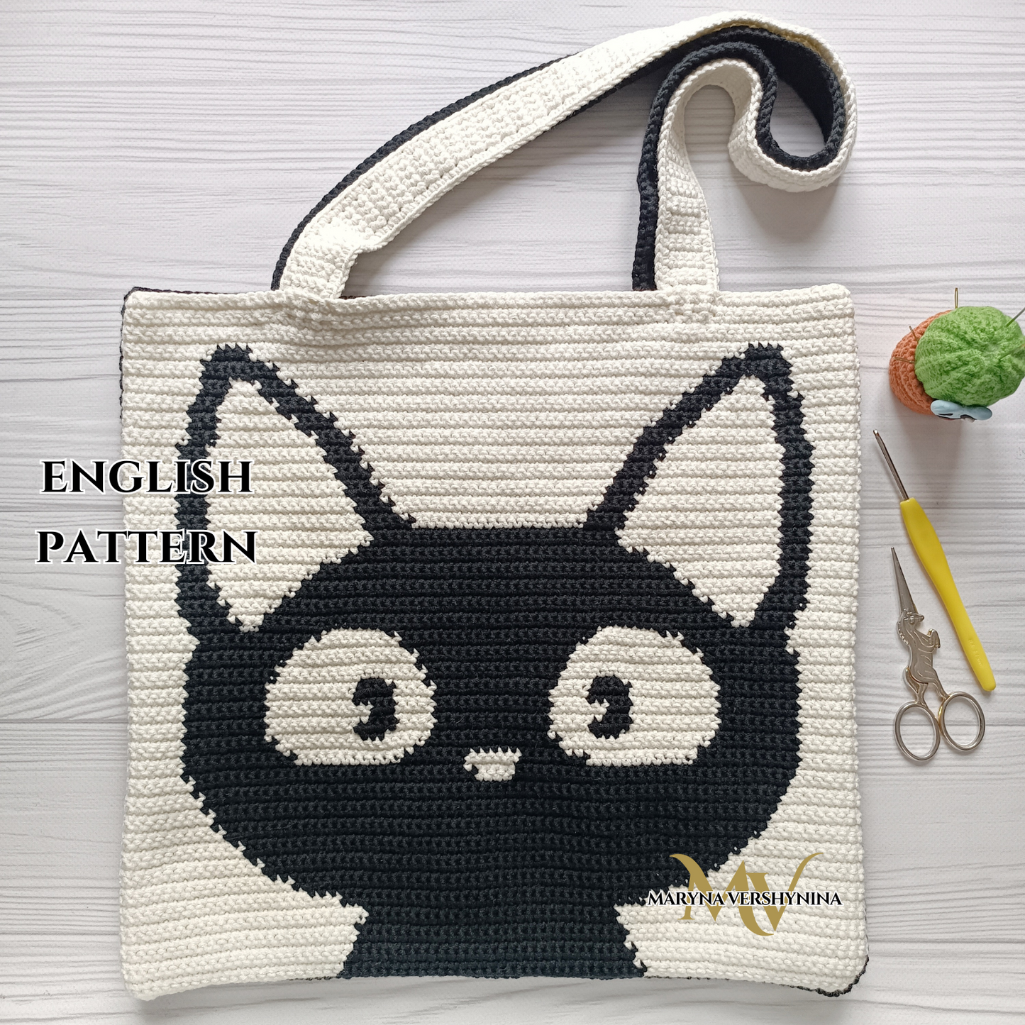 Black cat bag Crochet Pattern