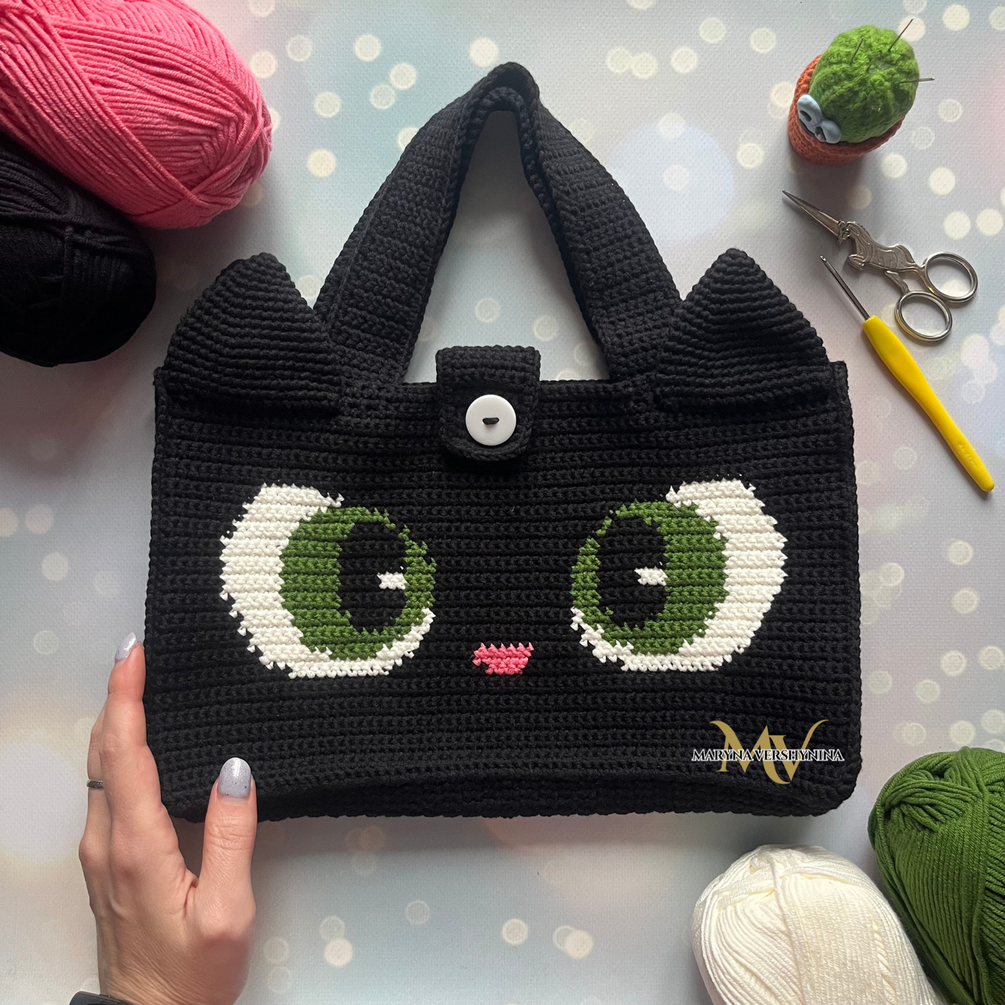 Cat eyes bag Crochet Pattern