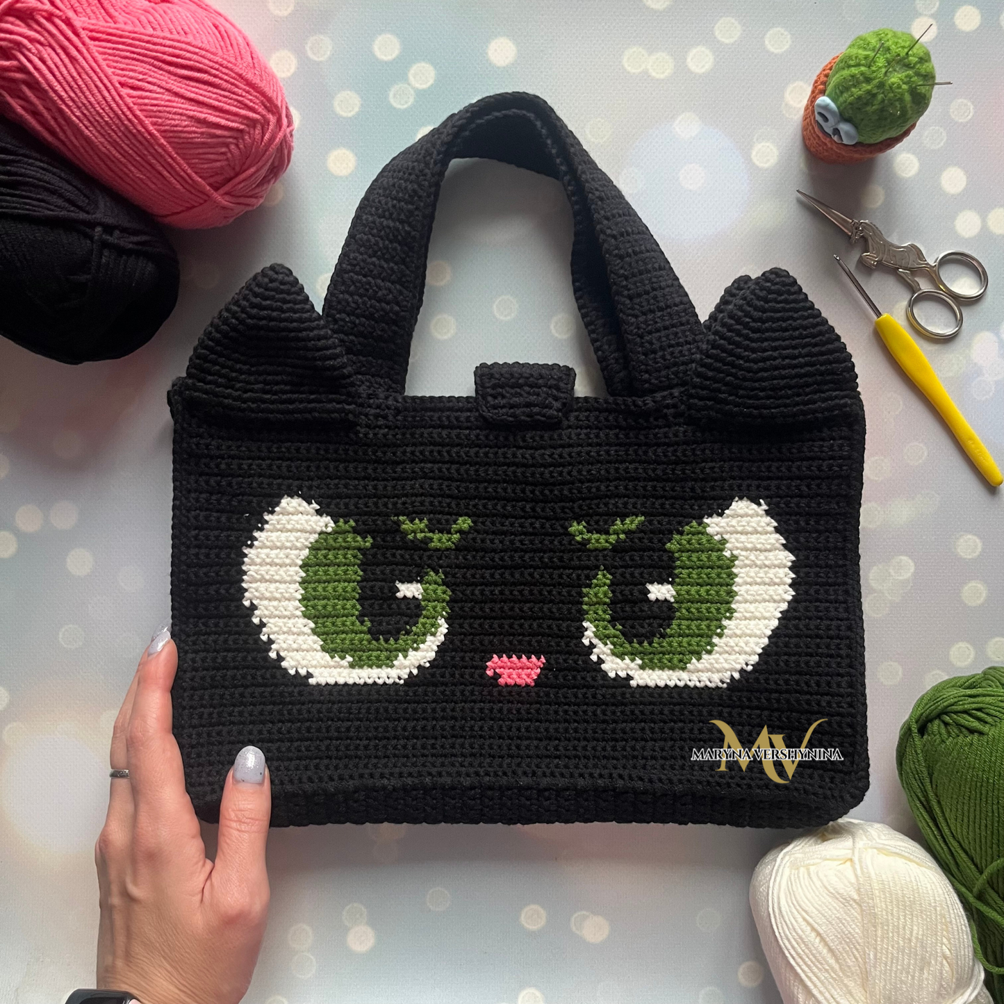 Cat eyes bag Crochet Pattern