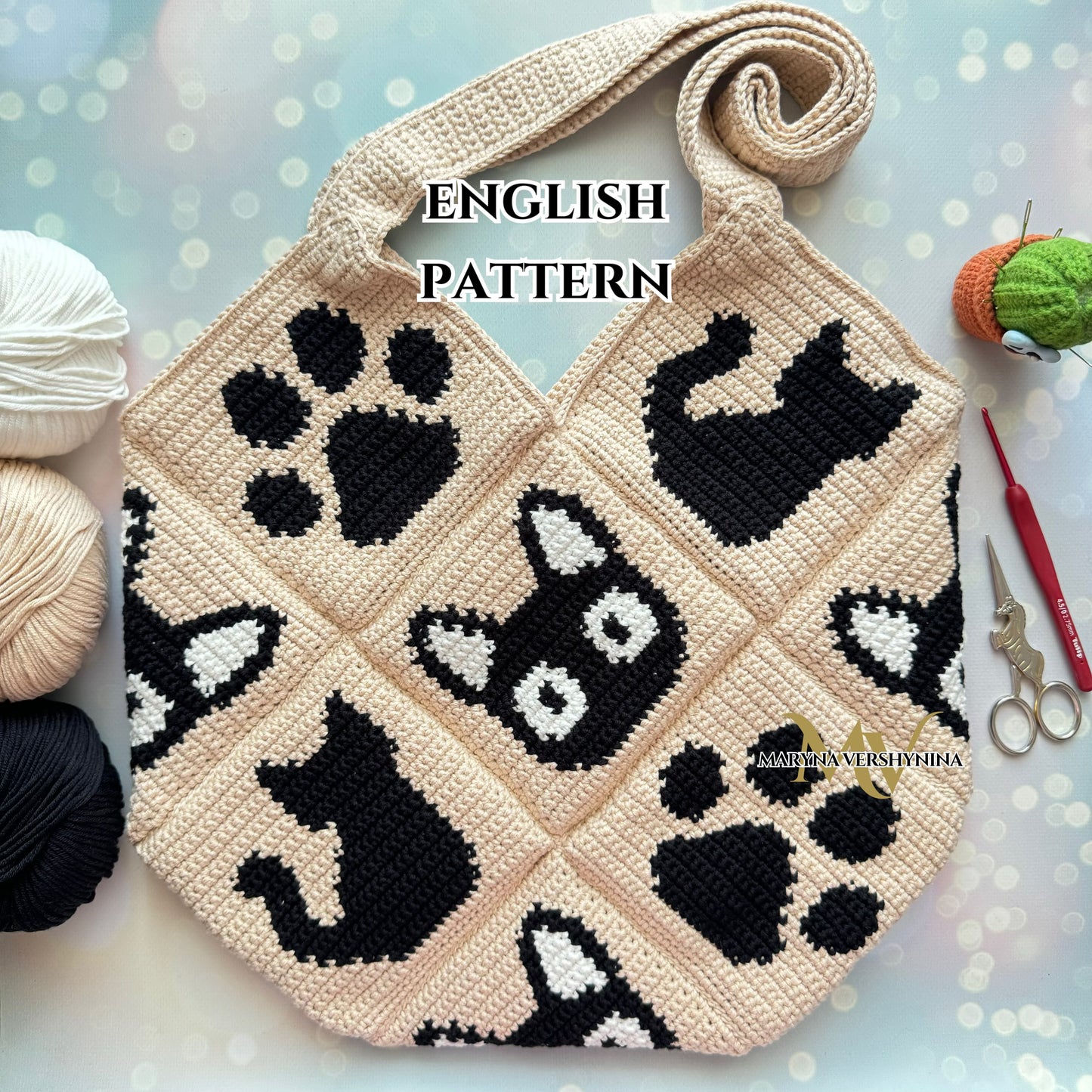 Cute black cats bag Crochet Pattern